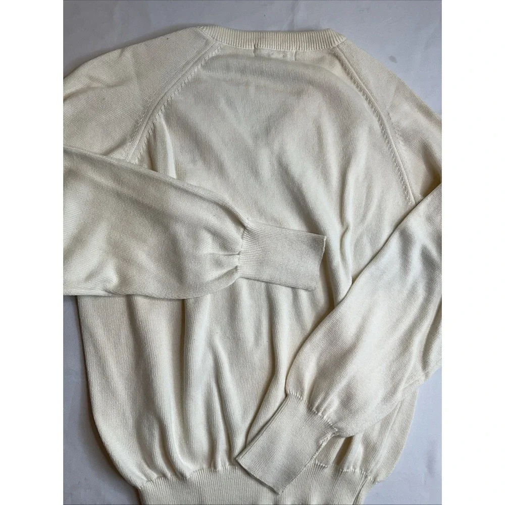 Pebble Beach V Neck Golf Sweater Size XL‎ USA Preppy Classic Off White Cotton